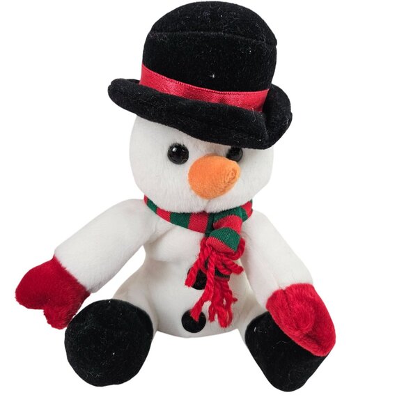 Santa Snowman Plush Duo Sears Roebuck Ho Ho Beans Collection Christmas Toy - Picture 4 of 10